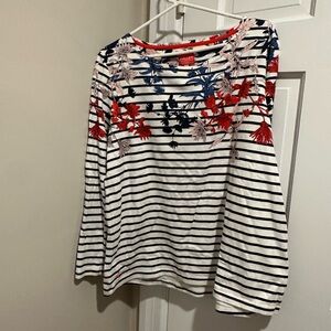 Joules Navy, Pink and Red Floral Striped Sweatshirt